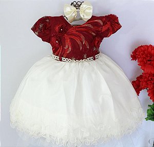 Vestido Vermelho / Creme