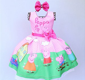 Vestido Infantil Peppa Pig Dia a Dia