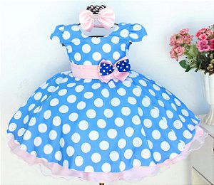 Vestido Infantil Galinha Rosa Poá