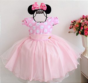 Vestido Minnie Rosa Poá
