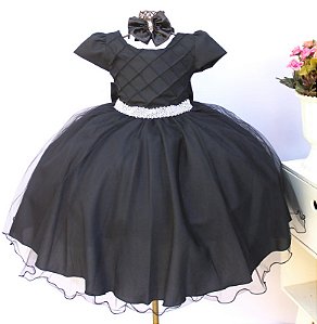Vestido Juvenil Preto Liso