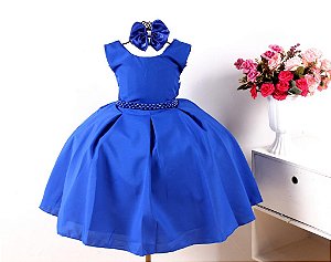 Vestido Liso Azul Royal 4 ao 16