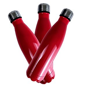 Garrafa Térmica em Aço Inox (Vermelha) com Parede Dupla - 500ml