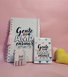 Kit Caderno A5 + Notas rápidas + Chaveiro Post It