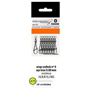 SNAP BARÃO AÇO INOX UNILOCK C/ GIRADOR 0,80mm - Escolha o Tamanho