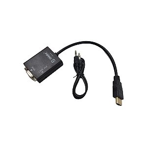 Cabo Conversor Adaptador HDMI para VGA com saída P2 Áudio