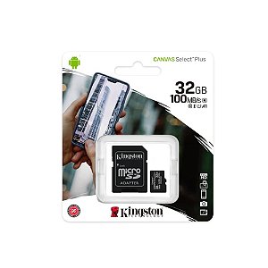Cartão de Memória Micro SD 32GB, Classe 10, 100MB/s, Kingston, Canvas – SDCS2/32GB