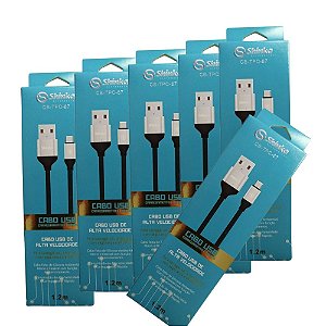 Kit 6 Cabos USB x Tipo C carregamento Turbo, 1,2 metros Shinka CB-TPC-67