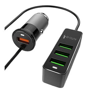 Carregador Veicular Turbo com 4x USB 5.1A com Extensão Shinka SH-C60