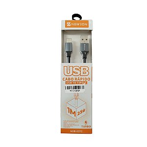 Cabo USB x Type C, para celular, 1 metro, 25w, ION - NBC-007C