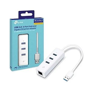 Hub USB 3.0 Tp-link UE330 3 Portas / Ethernet Gigabit RJ-45