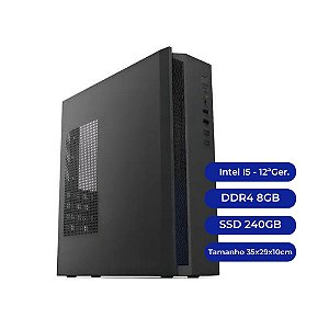 Computador I5 12400 12ª Geração, DDR4 8GB, SSD 240GB, Gabinete Slim