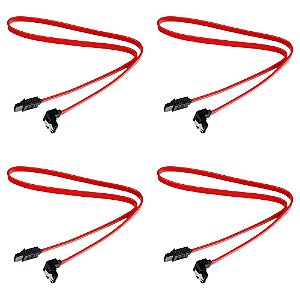 Kit 4x Cabo SATA para HD/SSD Preto com Conector em L