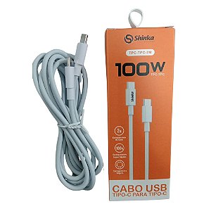 Cabo USB-C 100W 2 Metros – Carregamento Rápido e Alta Durabilidade