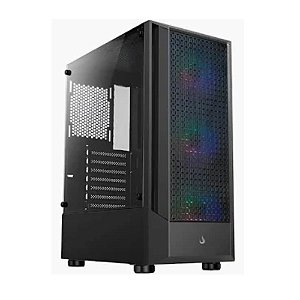 Gabinete Gamer Rise Mode Wave Mid Tower Vidro Temperado USB 3.0 C/ 3x Fans ARGB Preto