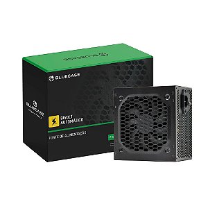 Fonte ATX 600W Bluecase Bivolt auto, Preto, cabo flat