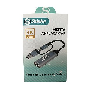 Placa Captura de Vídeo Externa HDMI 1080p 4k USB-C Gamer