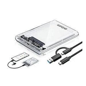 Case USB 3.0 e Type-C para SSD/HD 2.5" Exbom CGHD-70 Transparente