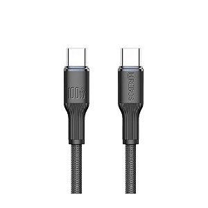 Cabo USB-C para USB-C Hrebos CB-373C — 100W, 1 metro, preto