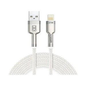 Cabo compatível iPhone Hrebos Metal Waves CB-251I Branco 1 Metro 27W