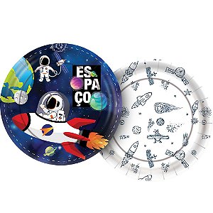 Prato Papel Redondo 18 Cm Espacial 12 Unidades - Regina -