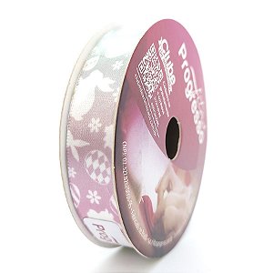 Fita de Cetim 15mm x 10m - Coelhos e Ovos de Páscoa ECF003TR Cor 046 - 1 unidade - Fitas Progresso - Rizzo