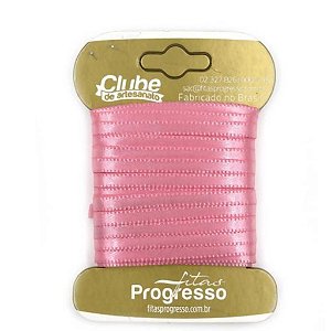 Fita em Cetim - Cor 009 Rosa Pétala - 10 m x 4 mm - 1 unidade - Fitas Progresso - Rizzo