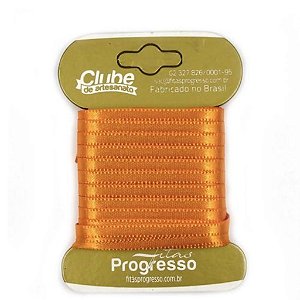 Fita em Cetim - Cor 066 Laranja - 10 m x 4 mm - 1 unidade - Fitas Progresso - Rizzo