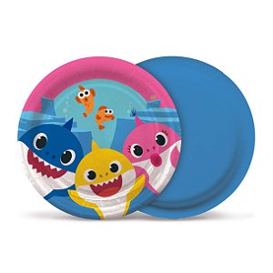 Prato Festa Baby Shark 18cm - 8 unidades - Cromus - Rizzo Festas