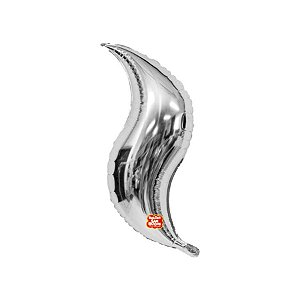 Balão Microfoil Cauda Sereia Prata 3D  - 1 unidade - 45cm (18'') - Balões São Roque - Rizzo