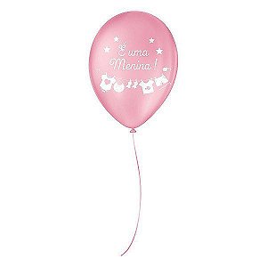 Balão de Festa Decorado É Uma Menina Tutti-Frutti Branco 5" - 15 Unidades - Balões São Roque -