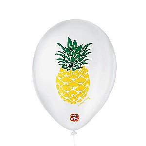 Balão de Festa Látex Decorado - Abacaxi Amarelo e Verde 9" 23cm - 25 Unidades - Balões São Roque - Rizzo