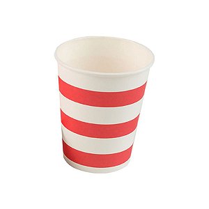 Copo papel Listrado Vermelho Biodegradável - 10 unidades - 270 ml - Rizzo