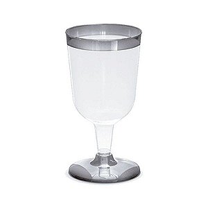 Taça para Vinho Borda Prata - 12 unidades - 210 ml - Rizzo
