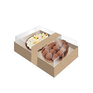 Caixa Dois Ovos de Colher P 150g Kraft Tampa Transparente - 06 Unidades - Festcolor - Rizzo