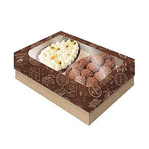 Caixa Dois Ovos de Colher M 250g Kraft Cacau Tampa com Visor - 03 Unidades - Festcolor - Rizzo