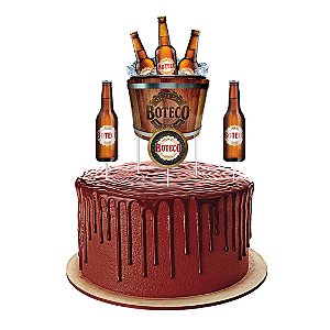 Topper para Bolo Festa Boteco - 04 Unidades - Festcolor - Rizzo Festas