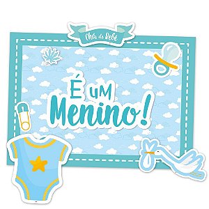Kit Decorativo Festa Festa Cha de Bebe Menino 01 Unidade - Regina - Rizzo Festas
