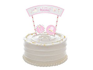 Topper Para Bolo Festa Cha de Bebe Menina 01 Unidade - Regina - Rizzo Festas