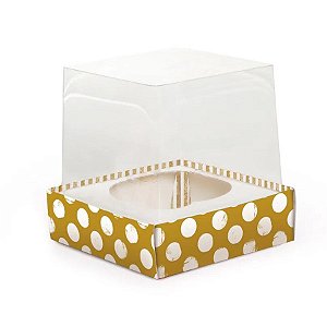 Caixa CupCake Com Tampa Transparente Com 1 Cavidade - (9 x 9 x 9 cm) Shine - 6 unidades - Cromus - Rizzo