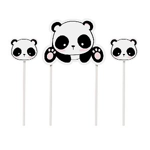 Kit Topo De Bolo Festa Panda em 3 Peças - 1 unidade - Cromus - Rizzo Festas