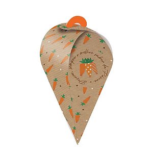 Caixa Cone - Kraft Cenoura  - 6 x 6 x 14,5 cm - 10 unidades - Cromus Páscoa - Rizzo