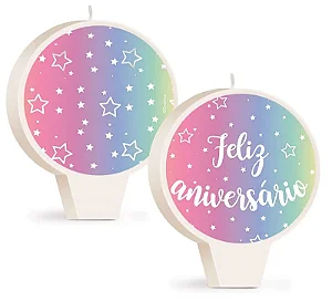 Vela Plana Dupla Face Redonda Festa Galaxia - 01 unidade - Cromus - Rizzo