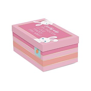 Caixa Surpresa para Meio Ovo 350g Coelhinhos Rosa com Colher - 01 Unidades - Cromus