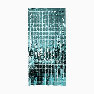 Cortina Decorativa Painel Mágico 1x2m - Retângulos - Azul Claro - Art Lille