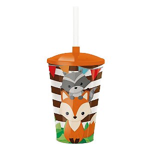 Copo com Tampa e Canudo Festa Bosque 500ml - Cromus -