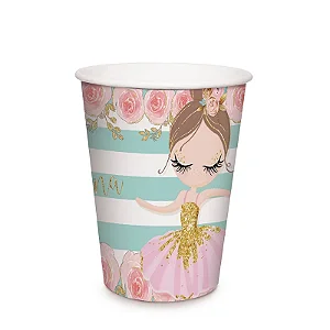 Copo de Papel 240ml - Festa Bailarina 2 - 08 unidades - Cromus - Rizzo Festas