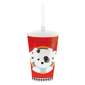 Copo com Tampa e Canudo Festa Cachorrinhos 500ml - Cromus -  Festas