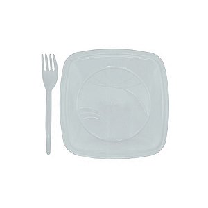 Kit Sobremesa Prato e Garfo Branco 10 Unidades - Trik Trik