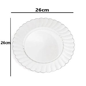 Prato de Mesa Descartável de Luxo Transparente 26cm - 6 Unidades - Cromus - Rizzo